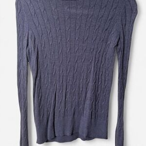 Medium Navy blue cable knit long sleeve top